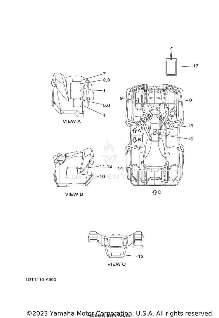 Emblem Label 1 GRIZZLY 550 4WD - YFM5FGAGR - 2011 Schematic