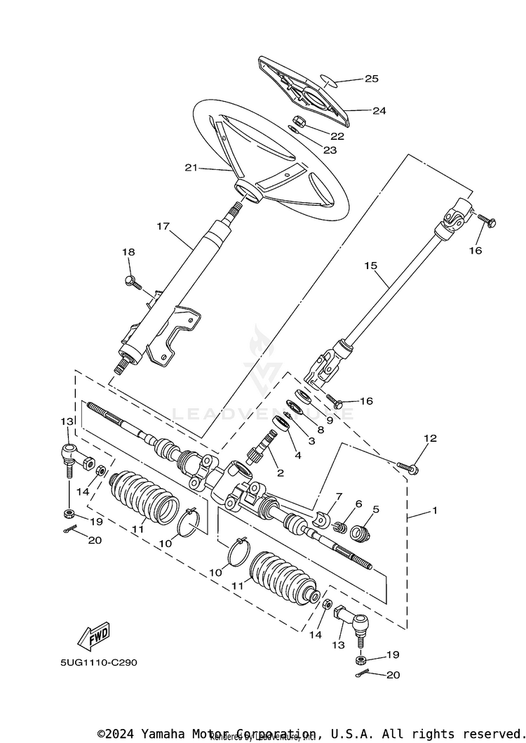 Steering RHINO 660 - YXR660FAS - 2004 Schematic
