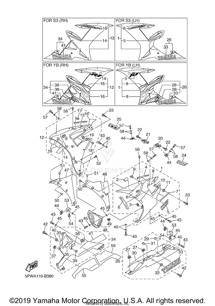 Cowling 2 R1 - YZFR1RC - 2003 Schematic