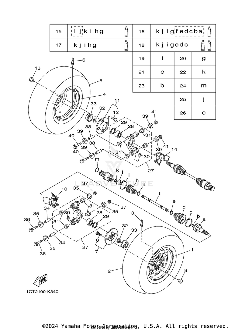 Rear Wheel GRIZZLEY 450 HUNTING - YFM450DAEH - 2014 Schematic