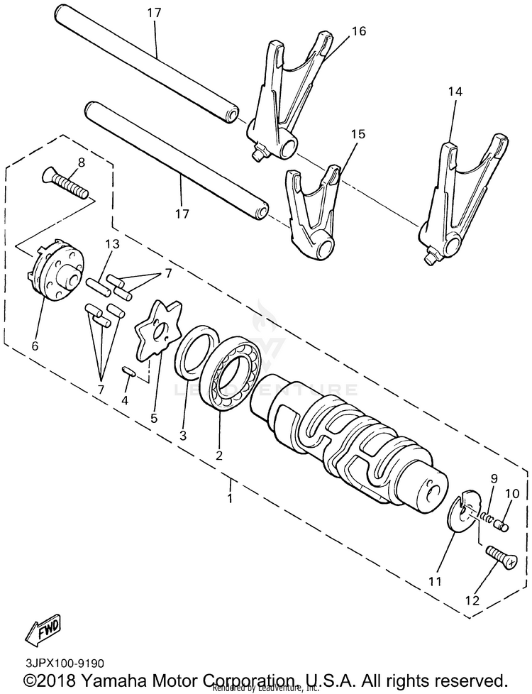 Shift Cam Fork V-MAX - VMX1200PC - 2002 Schematic