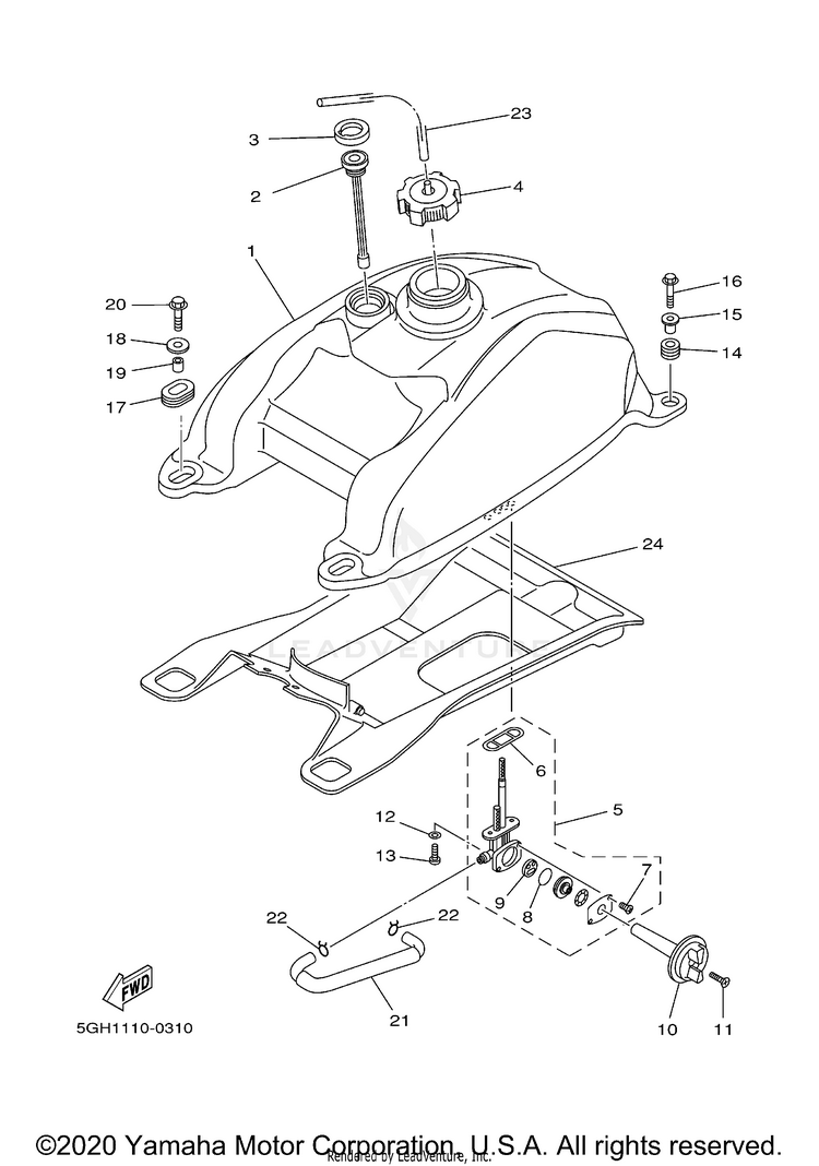 Fuel Tank KODIAK 4WD HUNTER - YFM400FAHN - 2001 Schematic