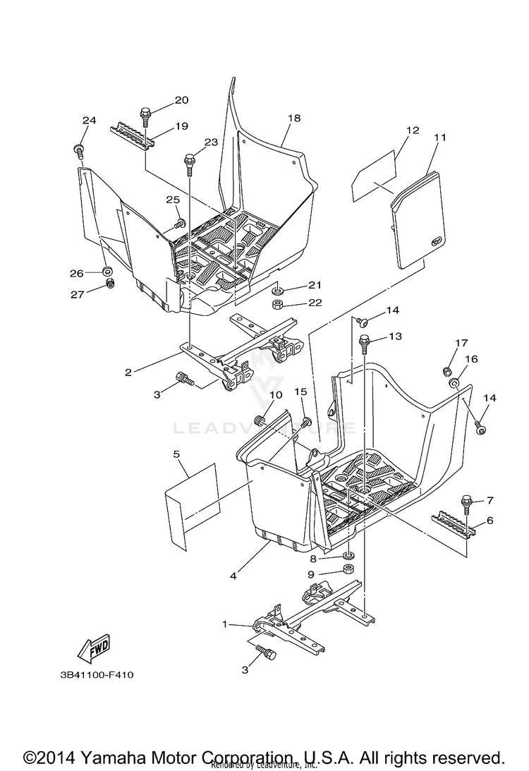 Stand & Footrest GRIZZLY 700 FI 4WD - YFM7FGZB - 2010 Schematic
