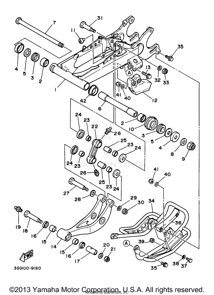 Rear Arm BANSHEE - YFZ350J - 1997 Schematic