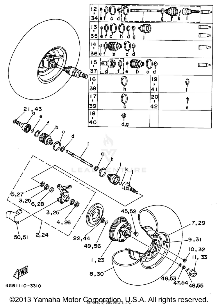 Front Wheel KODIAK 4WD - YFM400FWF - 1994 Schematic