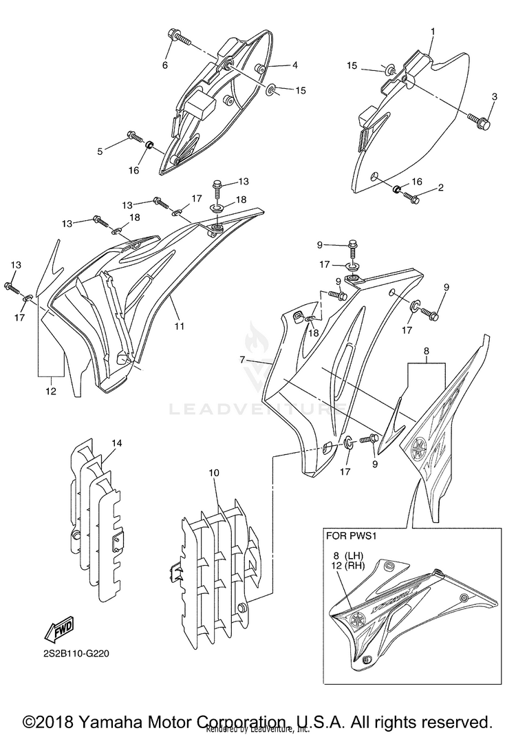 Side Cover YZ450F - YZ450FXL - 2008 Schematic