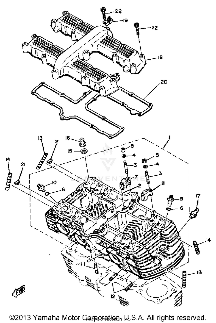 Cylinder Head XS1100G - 1980 Schematic