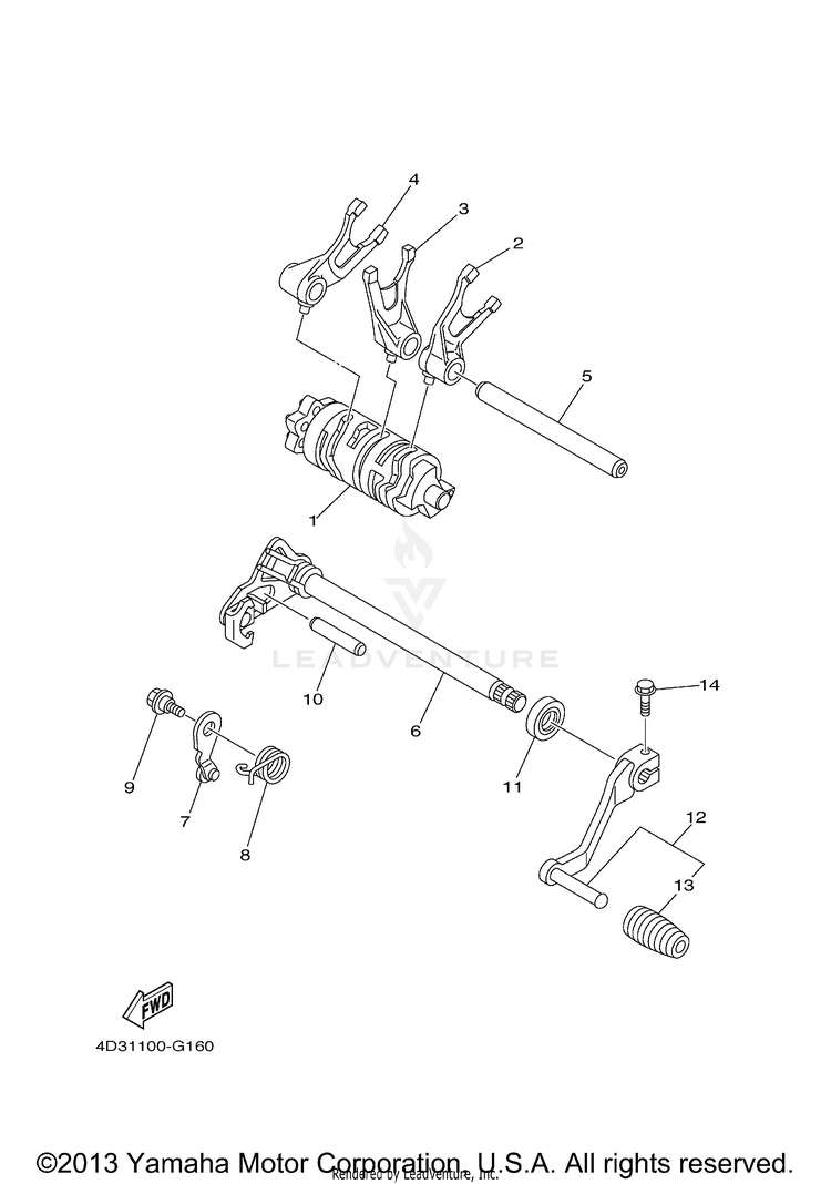 Shift Cam Fork RAPTOR 250 - YFM25RYL - 2009 Schematic