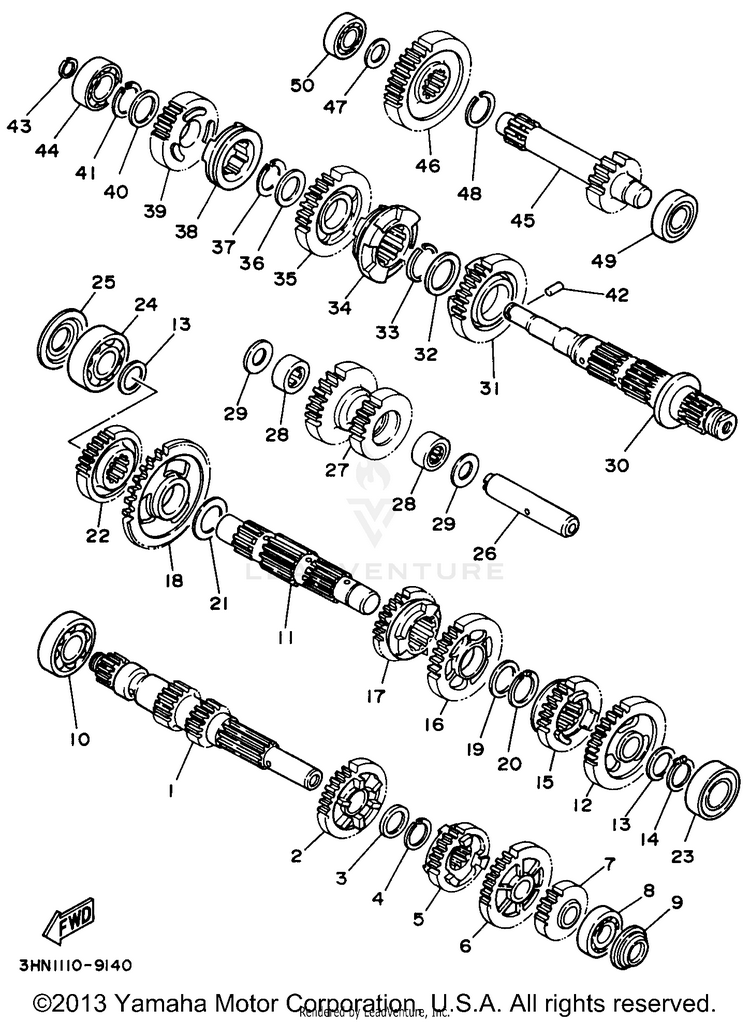 Transmission BIG BEAR 2WD - YFM350UH - 1996 Schematic