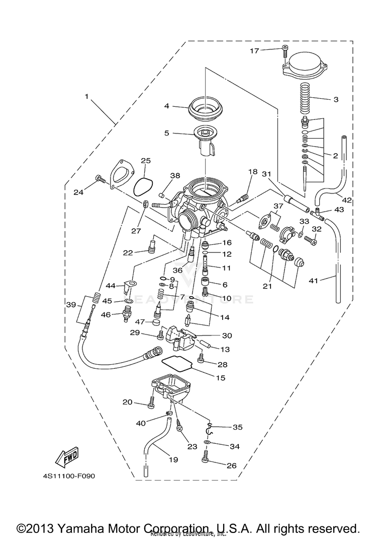 Carburetor BIG BEAR 400 4WD - YFM40FBYB - 2009 Schematic