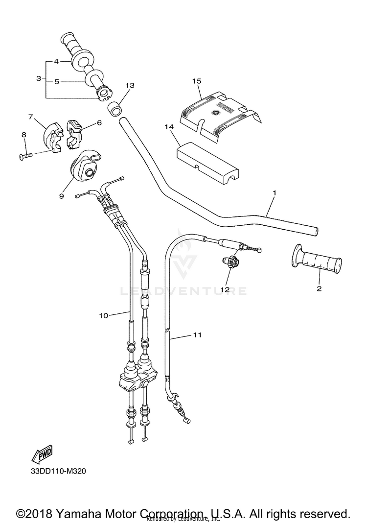 Steering Handle Cable YZ450F - YZ450FDL - 2013 Schematic