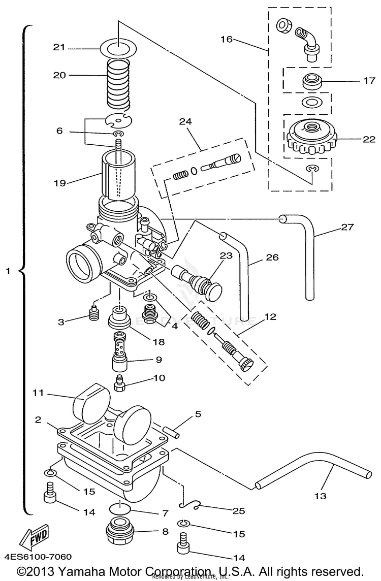 Carburetor YZ80 - YZ80L - 1999 Schematic