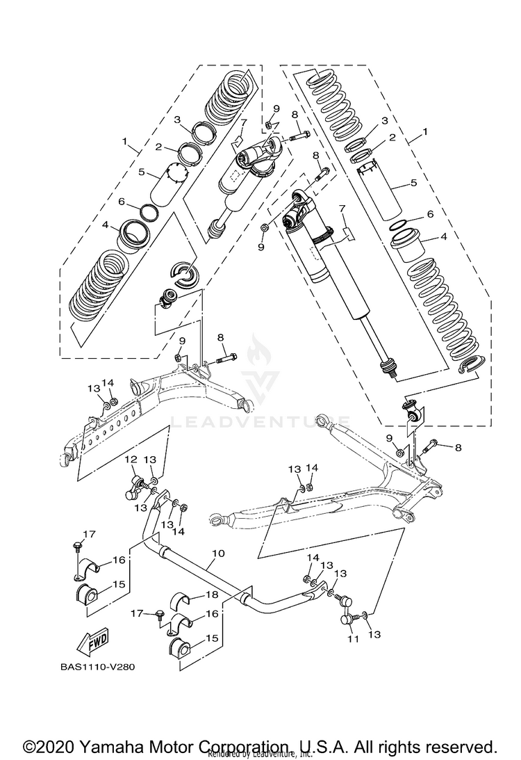 Rear Suspension YXZ1000R SS SE CAL - YXZ10YCCMW - 2021 Schematic