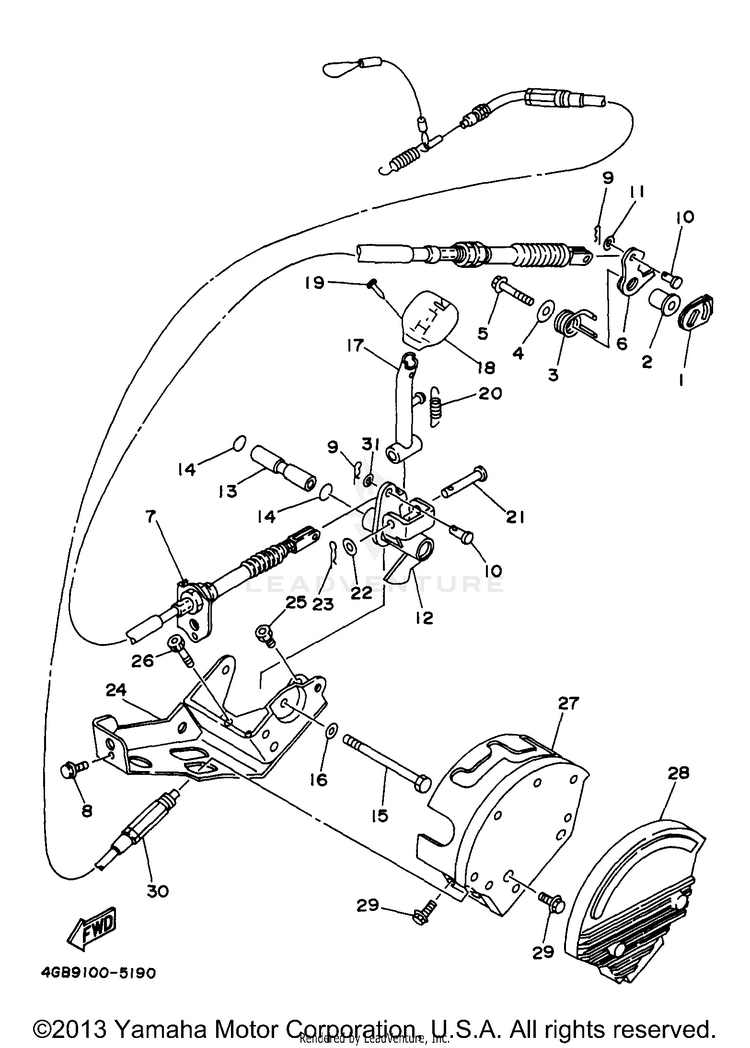 Shifter KODIAK 4WD - YFM400FWJ - 1997 Schematic