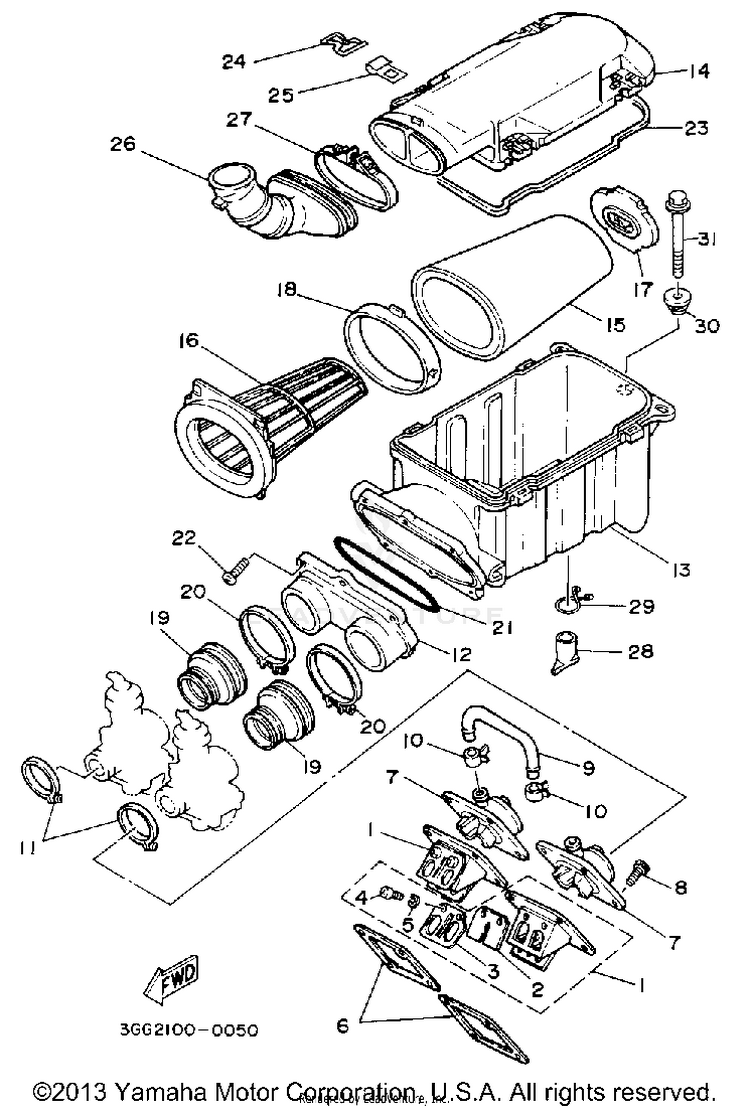 Air Filter BANSHEE - YFZ350D - 1992 Schematic