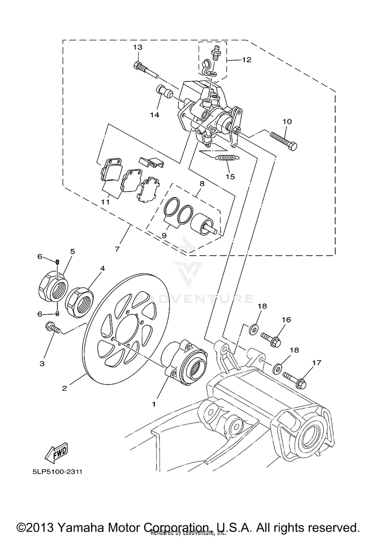 Rear Brake Caliper RAPTOR  660R - YFM660RR - 2003 Schematic
