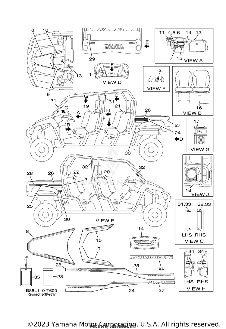 Emblem Label 1 VIKING VI EPS RANCH - YXC70VPRJC - 2018 Schematic