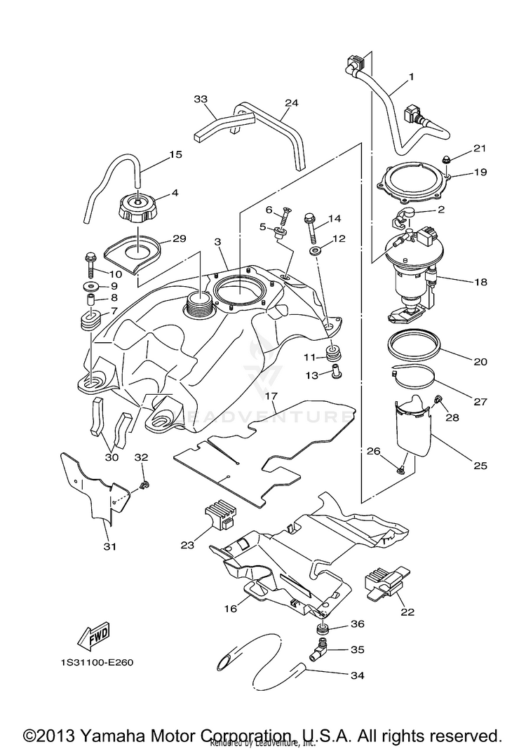 Fuel Tank 700 SPECIAL EDITION - YFM7RSEA - 2011 Schematic