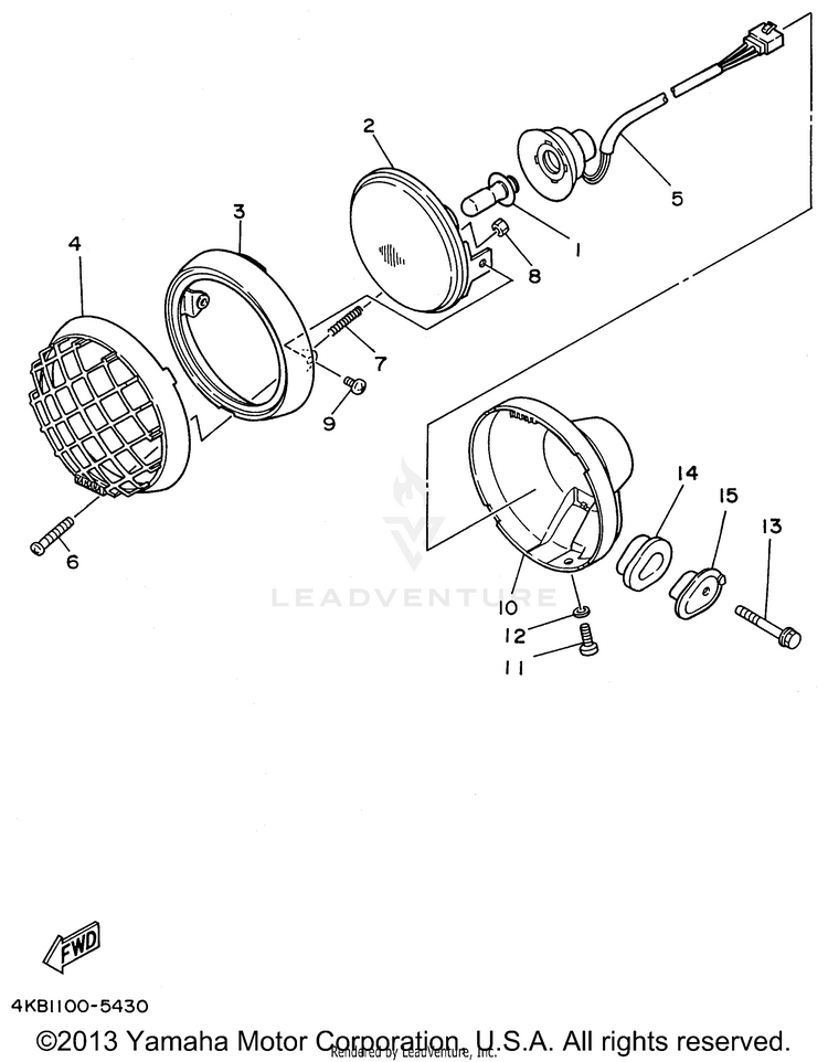 Headlight WOLVERINE 4WD - YFM350FXH - 1996 Schematic