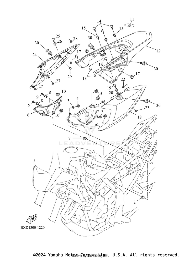 Side Cover TENERE 700 WORLD RAI - XTZ7WRTCB - 2026 Schematic