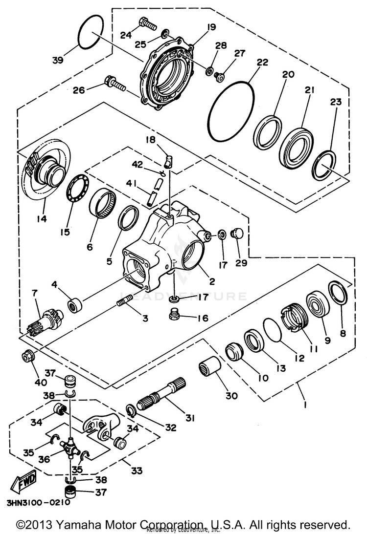 Drive Shaft BIG BEAR 4WD - YFM350FWG - 1995 Schematic