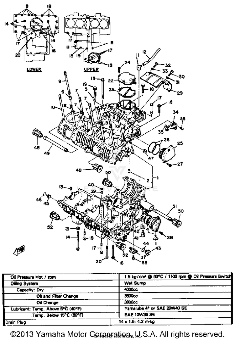 Crankcase XS1100SH - 1981 Schematic
