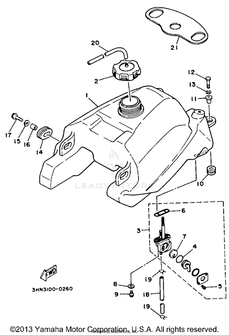 Fuel Tank BIG BEAR 4WD - YFM350FWE - 1993 Schematic
