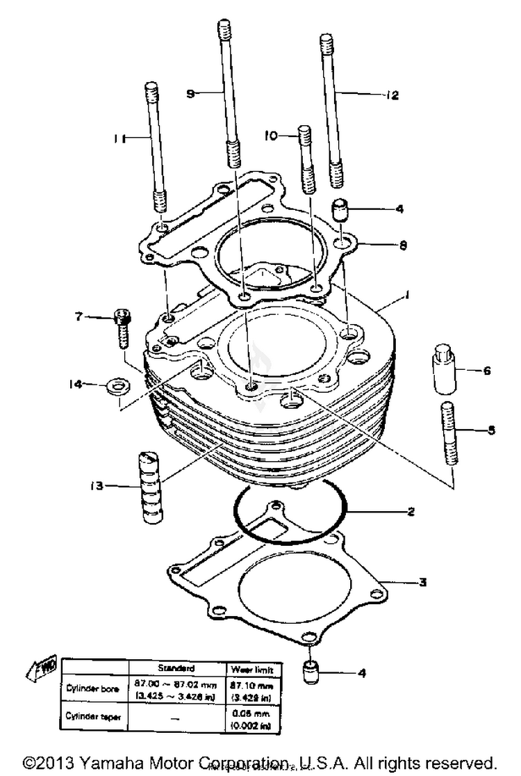 Cylinder XT500E - 1978 Schematic