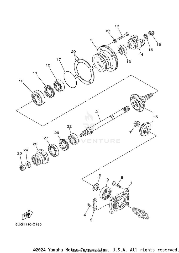 Middle Drive Gear RHINO 660 - YXR660FAS - 2004 Schematic