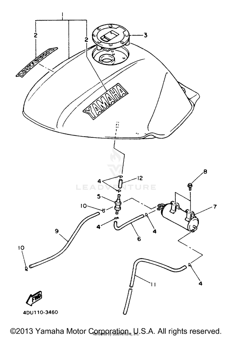 Fuel Tank California Model Only Schematic