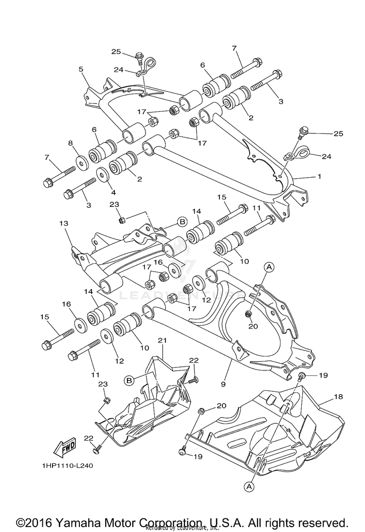 Rear Arm GRIZZLY 700 4WD - YFM7FGBGR - 2012 Schematic