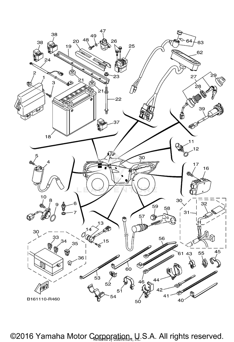Electrical 1 KODIAK 700 4WD - YFM70KDXGG - 2016 Schematic