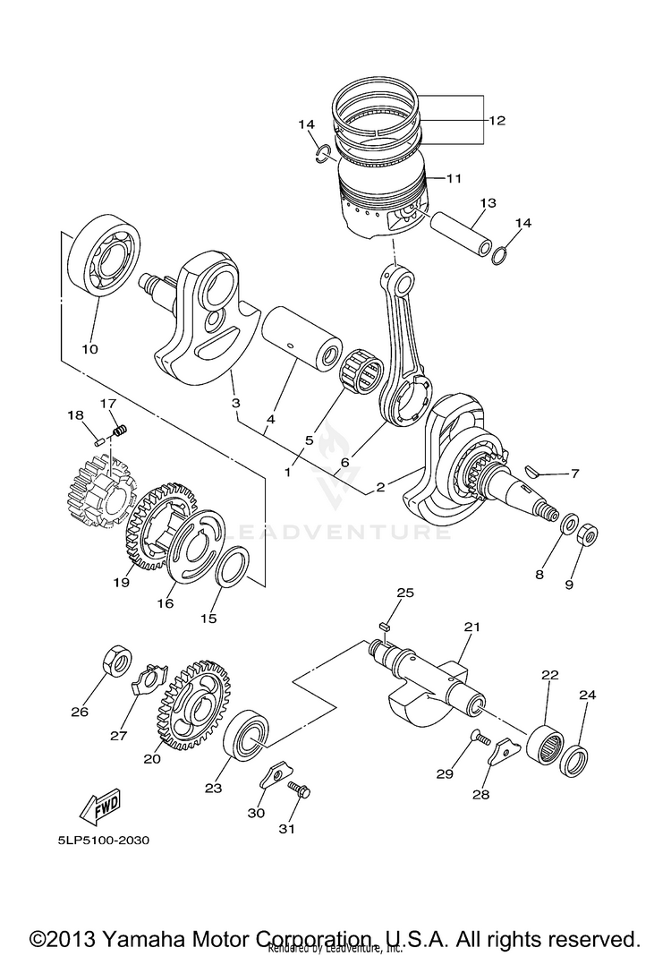 Crankshaft Piston RAPTOR  660R - YFM660RR - 2003 Schematic