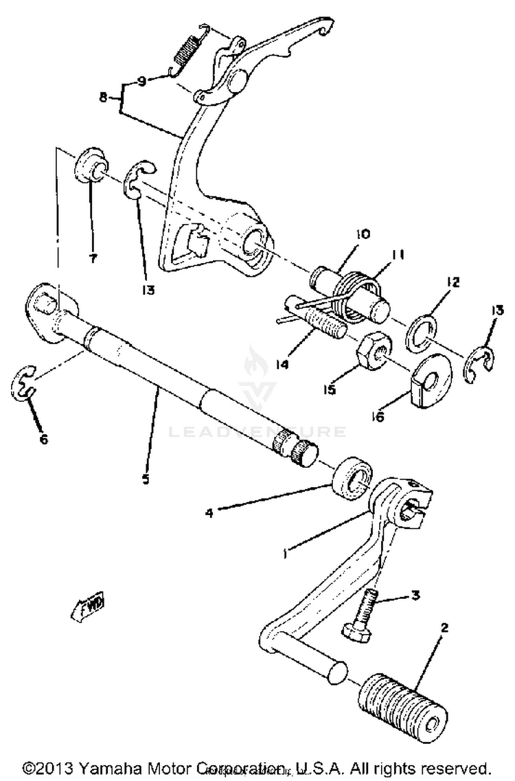 Shift Shaft Yz125e - F Schematic