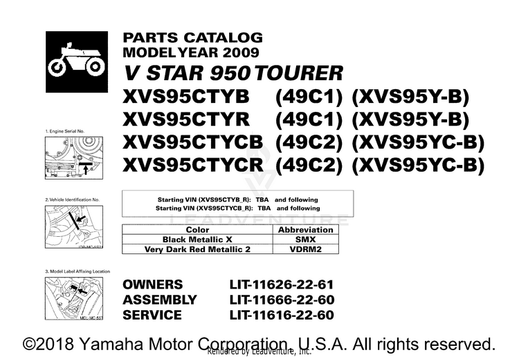 1 Title Page V STAR 950 TOURER - XVS95CTYCB - 2009 Schematic