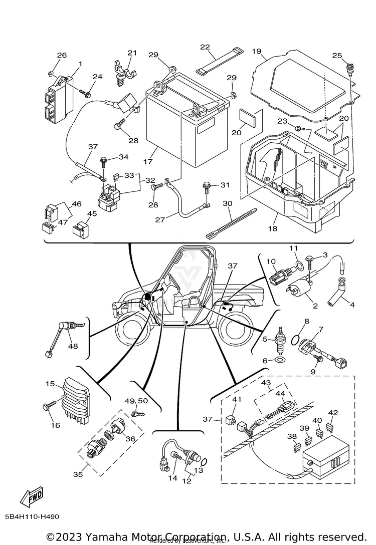 Electrical 1 RHINO 700 - YXR7FAGR - 2011 Schematic