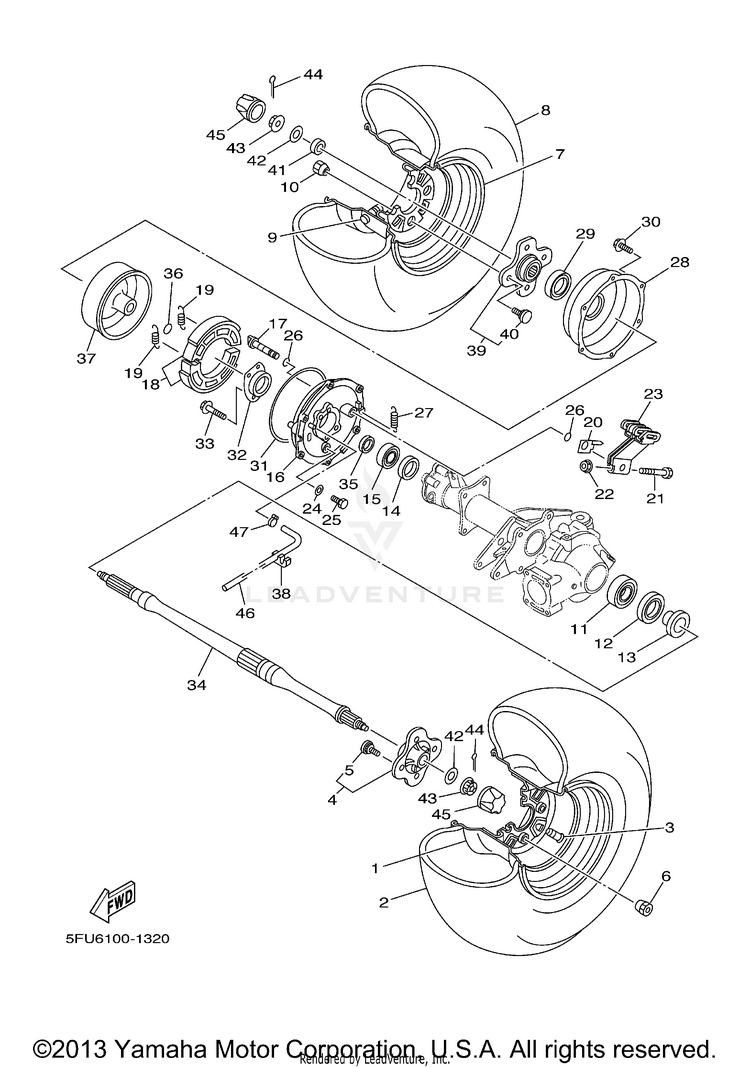 Rear Wheel BIG BEAR 4WD - YFM40FN - 2001 Schematic