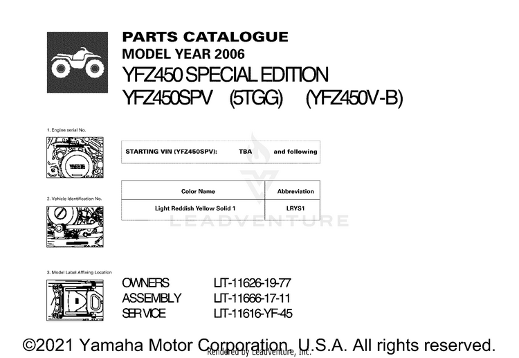 1 Title Page YFZ450 SPECIAL EDITI - YFZ450SPV - 2006 Schematic