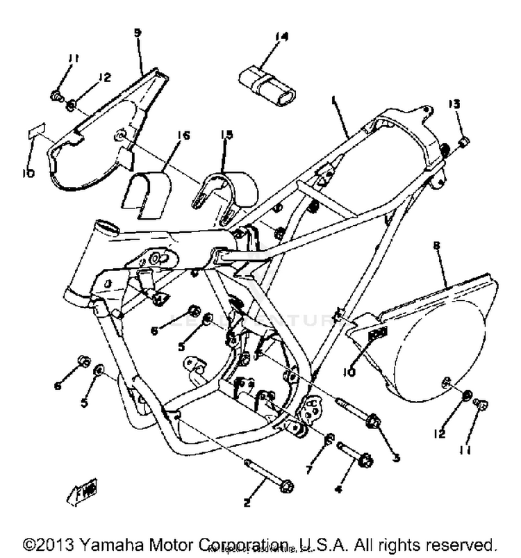 Frame - Side Cover Yz100 E - F Schematic
