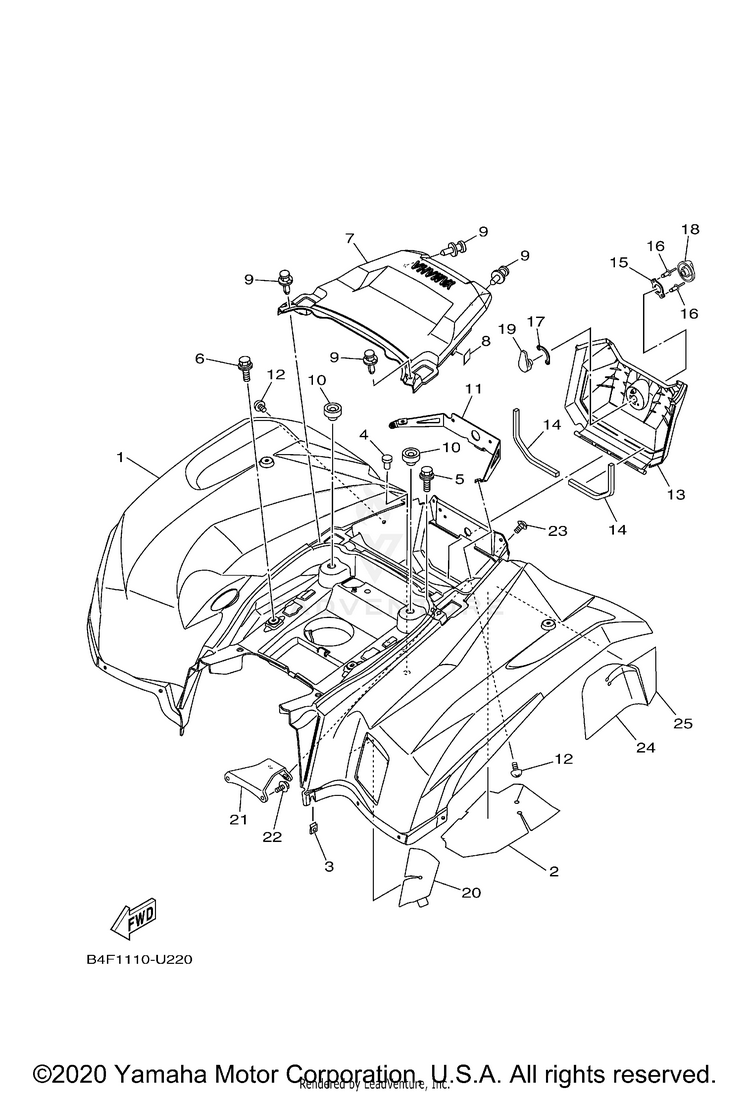 Rear Fender GRIZZLY EPS SPECIAL - YFM70GPSLS - 2020 Schematic