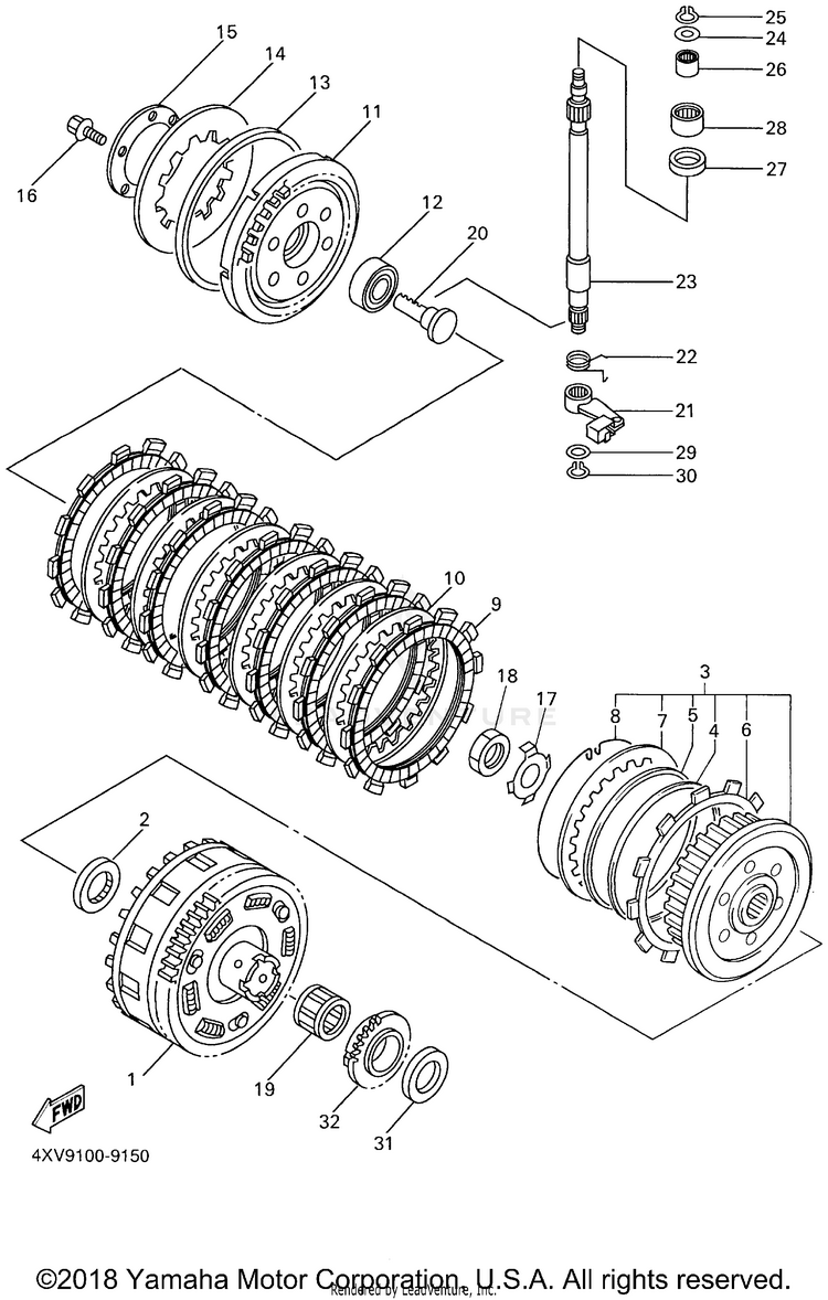 Clutch YZFR1 - YZFR1SNC - 2001 Schematic