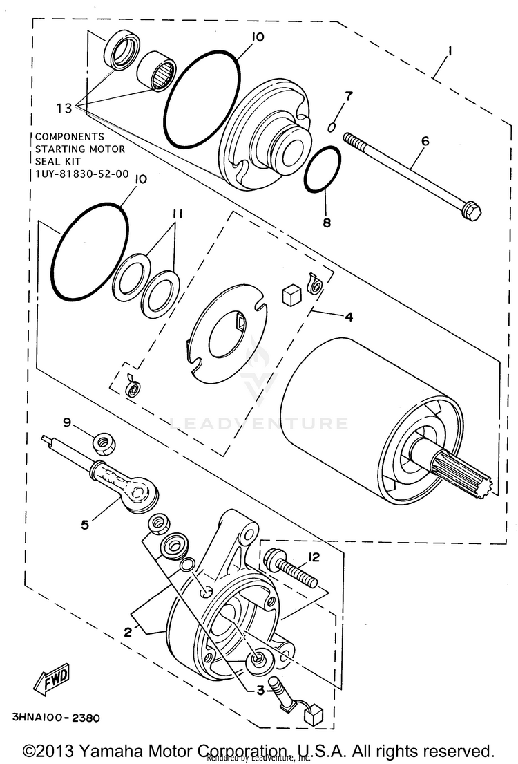 Starting Motor KODIAK 4WD - YFM400FWG - 1995 Schematic