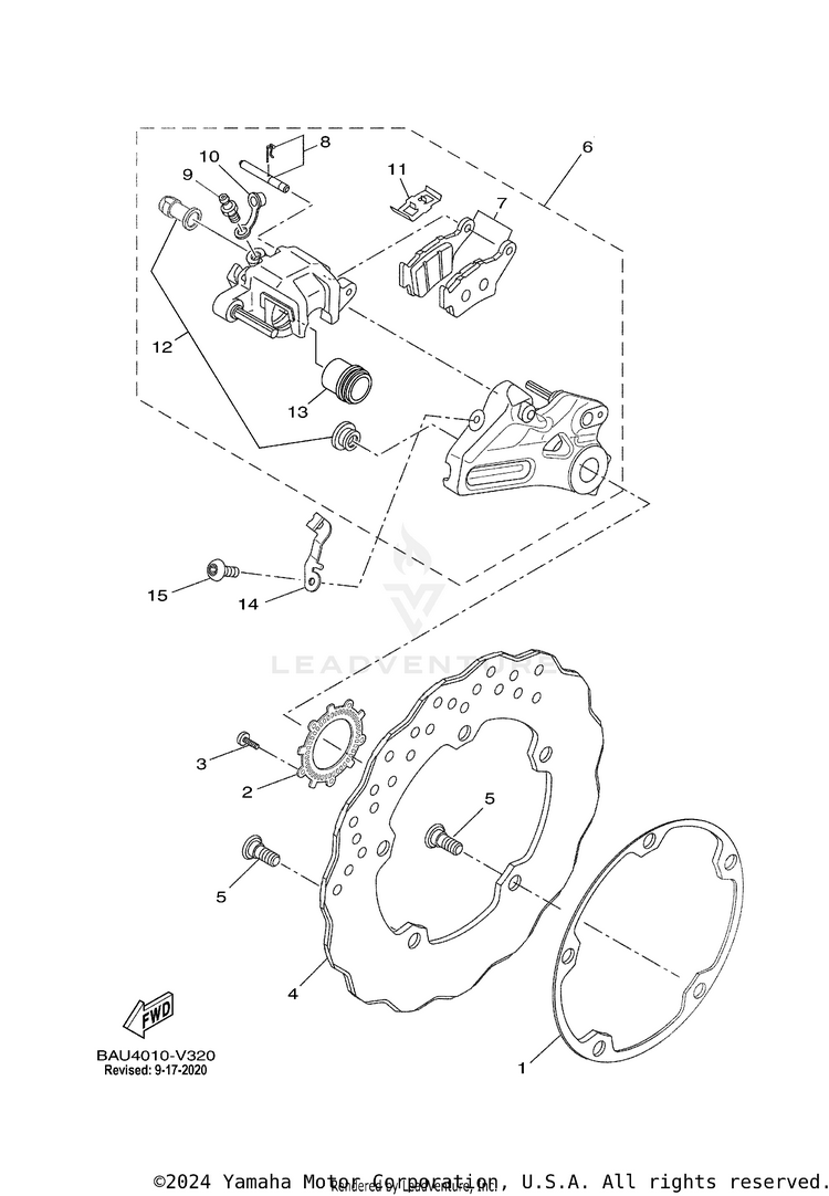 Rear Brake Caliper TENERE 700 - XTZ7MCB - 2021 Schematic