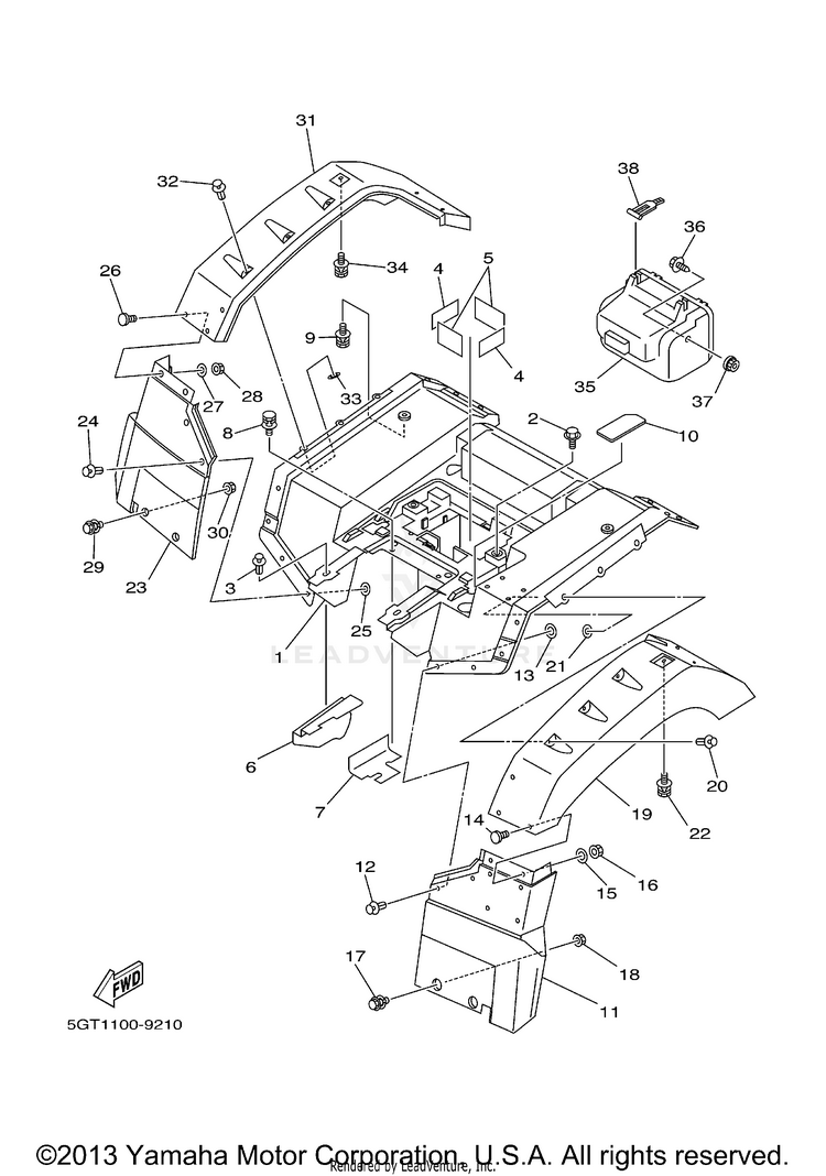Rear Fender GRIZZLY YFM600FHN GRIZZLY REALTREE HUNTER - YFM600FHN - 2001 Schematic