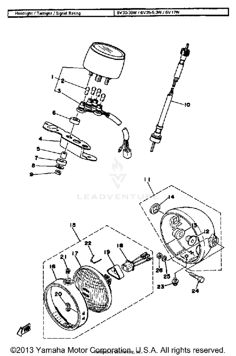 Headlight - Meter Gt80e - Gt80e-009161 - Gt80f GT80E - 1978 Schematic