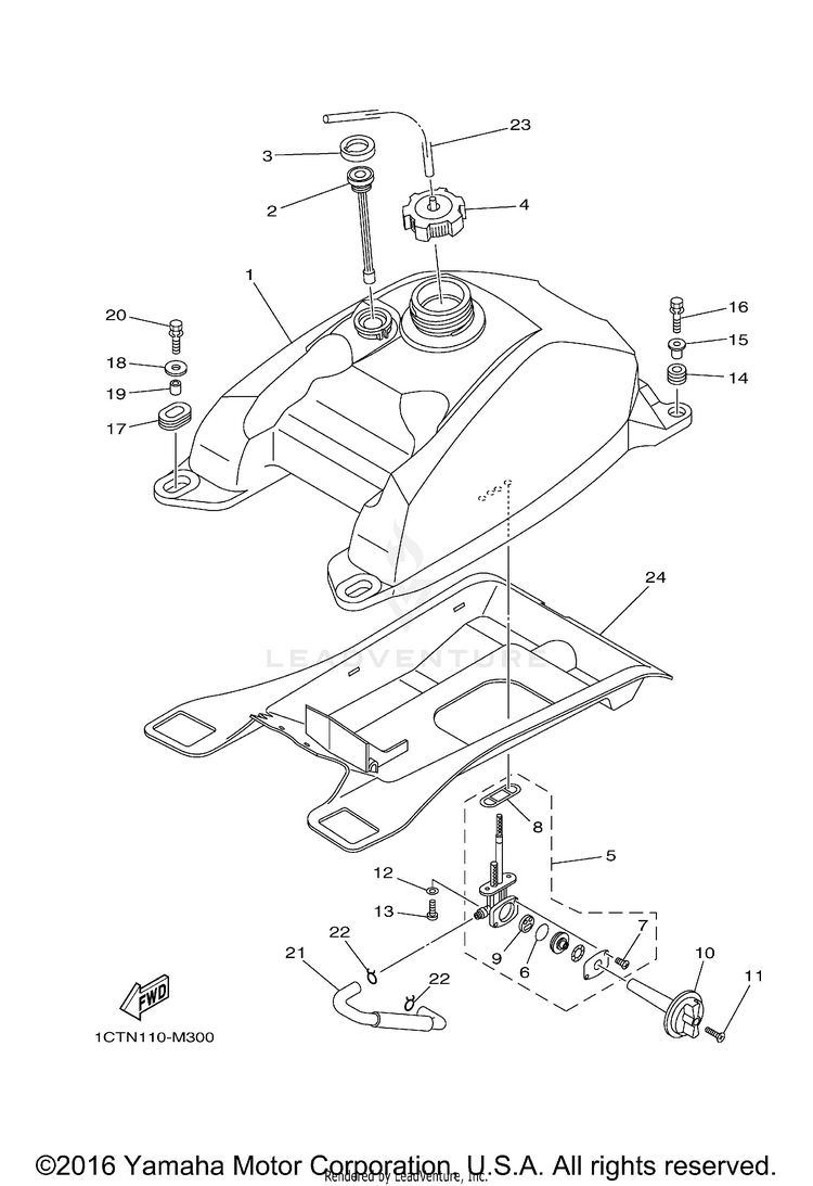 Fuel Tank GRIZZLY 450 4WD - YFM45FGDGR - 2013 Schematic
