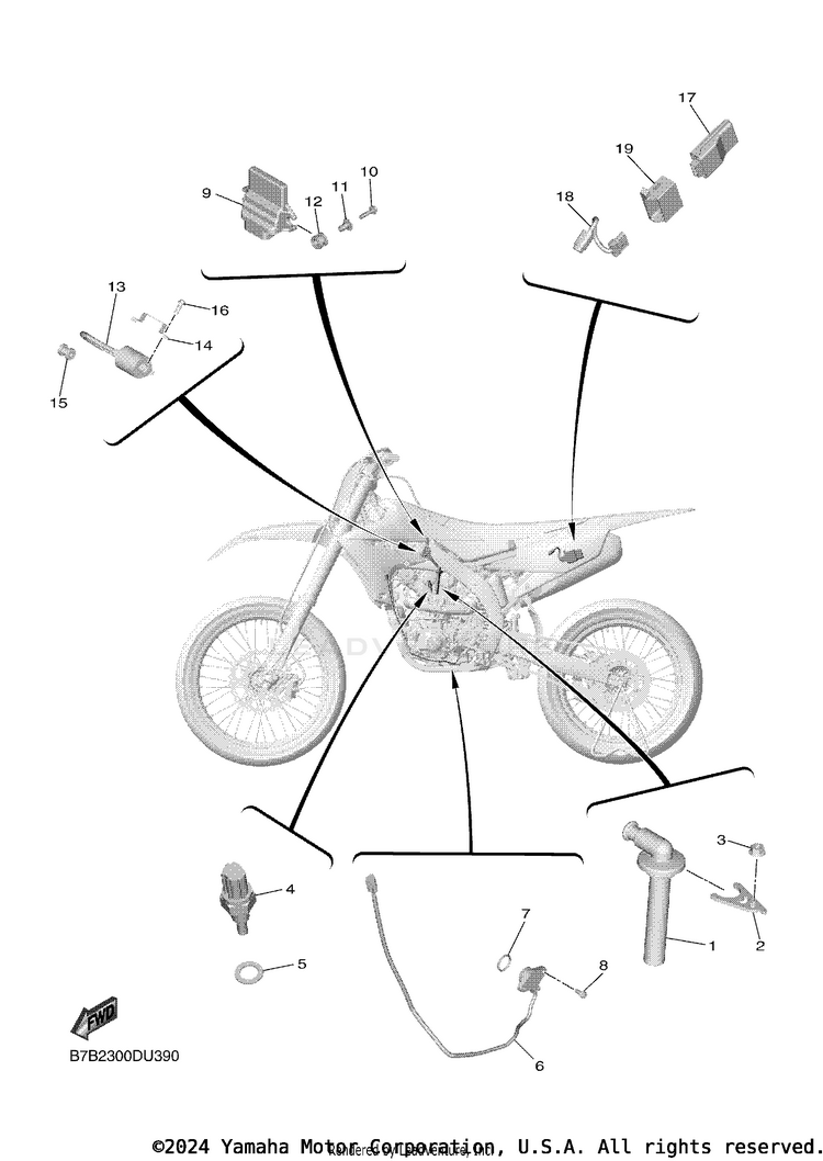 Electrical 1 YZ250F - YZ250FLGY - 2020 Schematic