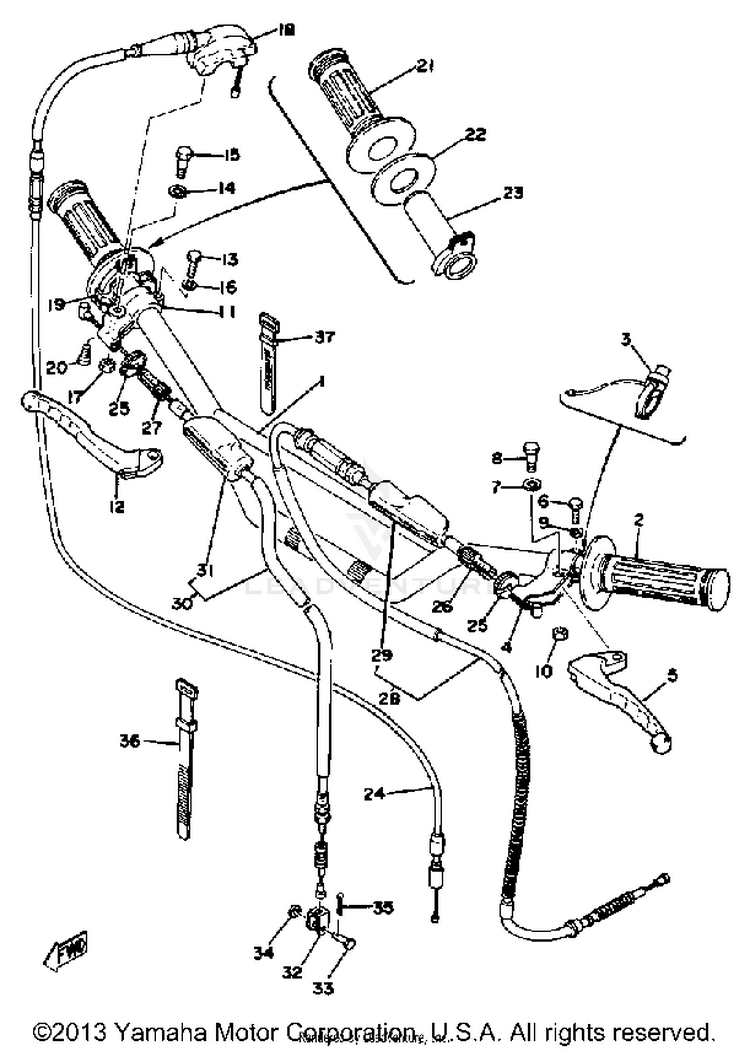 Handlebar - Cable Yz125e - F Schematic