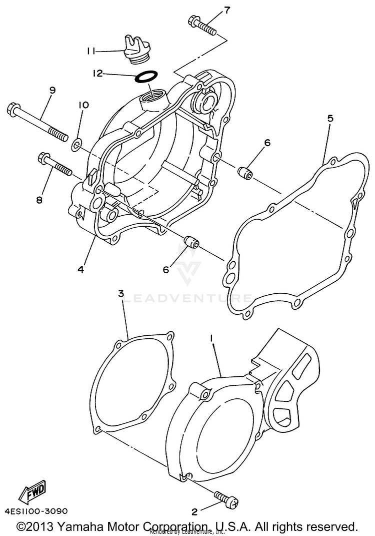 Crankcase Cover 1 YZ80 - YZ80L - 1999 Schematic