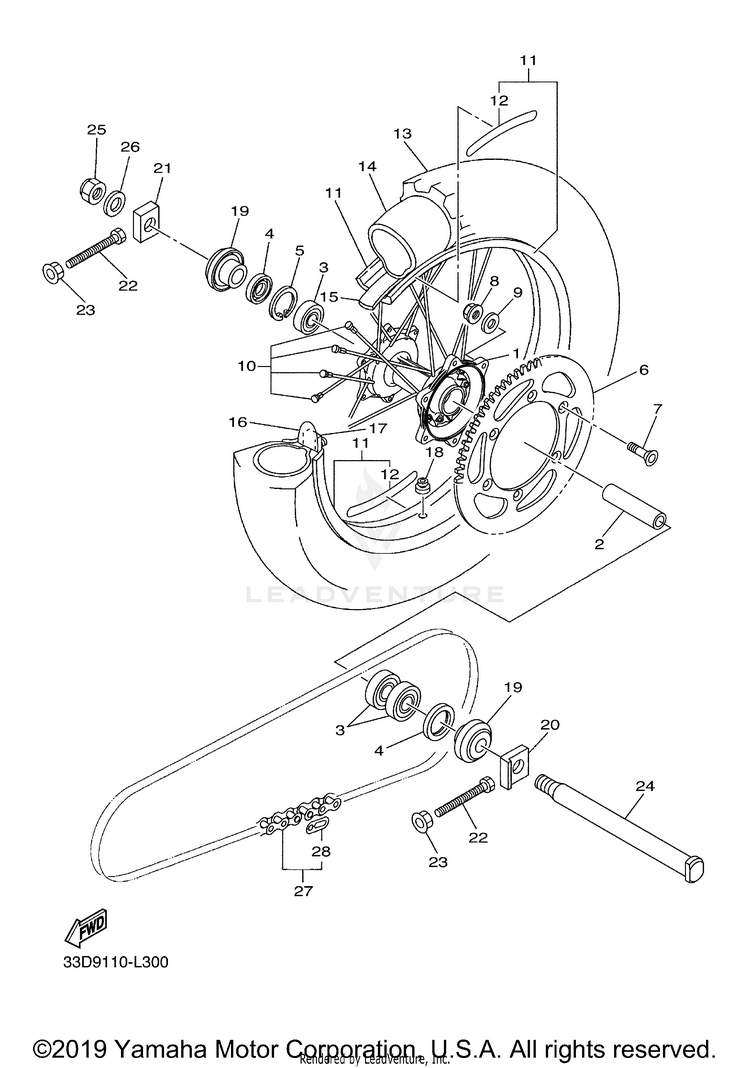 Rear Wheel YZ450FB - YZ450FBL - 2012 Schematic